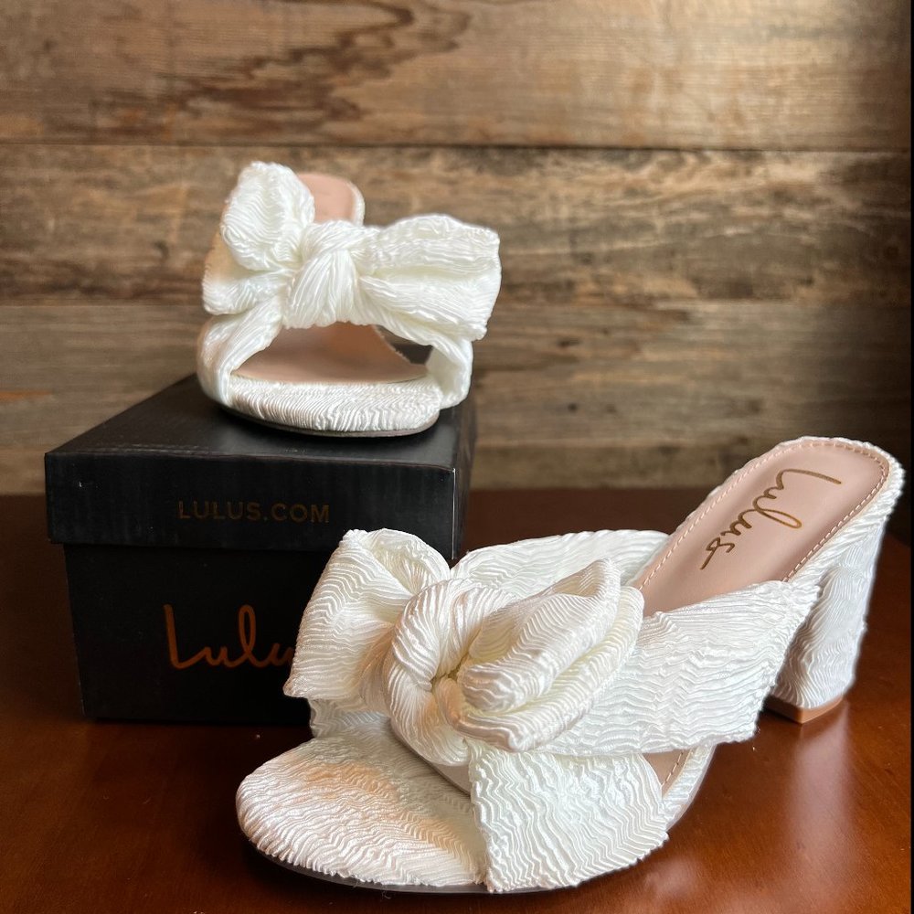 Ivory Knotted High Heel Sandals